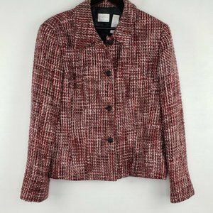 Emma James Liz Claiborne Women's Blazer Size 16 Tweed Red Black White